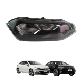 Farol Direito Vw Polo Virtus 18/22 Mascara Negra Friso Preto