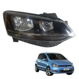 Farol Direito Vw Fox 2015 Até 2022 Foco Duplo Friso Cromado