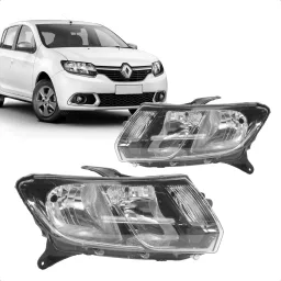 Farol Direito Sandero 15/20 Logan 2014 a 2020 Friso Cromado