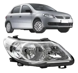 FAROL VW GOL G5 09/12 DUPLO CROMADO LADO DIREITO