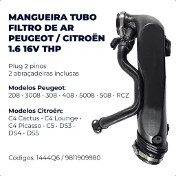 MANGUEIRA CANO TUBO FILTRO AR 308 408 3008 DS3 1.6 THP 1440Q