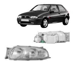 FAROL FORD FIESTA 96/99 ACRILICO DUPLO LADO ESQUERDO