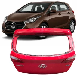 Tampa Traseira S/ Furo HB20 Hatch 2012 2013 a 2019 Vermelho