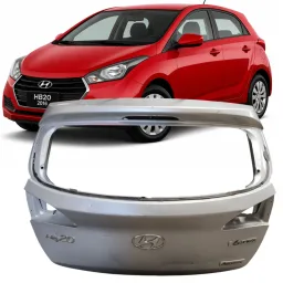 Tampa Traseira S/ Furo HB20 Hatch 2012 a 2019 Prata DETALHE