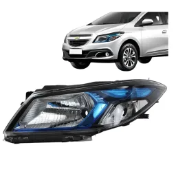 Farol Onix Prisma 2013 A 2019 Máscara Negra Moldura Azul LE