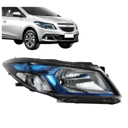 Farol Onix Prisma 2013 A 2019 Máscara Negra Moldura Azul LD