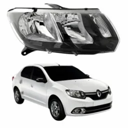Farol Direito Sandero 15/20 Logan 2014 a 2020 Friso Preto