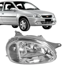 Farol Corsa 2000 A 2010 Carcaça Cinza Pisca Cristal LD