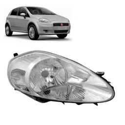 Farol Punto 2007 A 2012 Máscara Cromada Direita