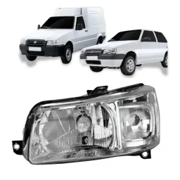 Farol Fiat Uno 2004 A 2013 Máscara Cromada Esquerdo