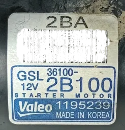 Motor Partida Kia Soul Veloster Cerato 1.6 09/ 2B100 1195239