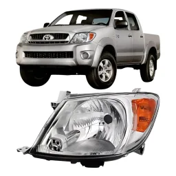 Farol Esquerdo Toyota Hilux 2005-2011 Cromado - Pisca Âmbar