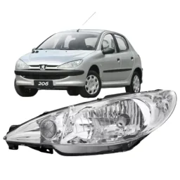Farol Esquerdo Peugeot 206 Lente Lisa 2004 2010