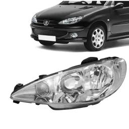 Farol Peugeot 206 2004 diant Foco Duplo Lente lisa LE