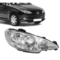 Farol Peugeot 206 2004 diant Foco Duplo Lente lisa LD