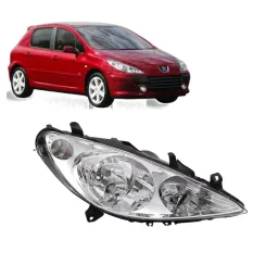 Farol Principal LD Peugeot 307 2007 / 2012 Cromado Eletrico