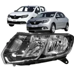 Farol Sandero Logan 2014 2015 2016 À 2019 Máscara Cromada LE
