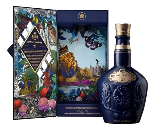 GARRAFA VAZIA WHISKY ROYAL SALUTE COM TAMPA E CAIXA (USADO) ROYAL SALUTE
