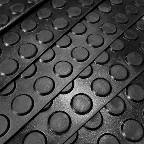 KIT 4 PEÇAS TAPETE PISO MOEDA 50X50 BORRACHA PVC PASTILHADO PRETO MOEDA/PASTILHADO