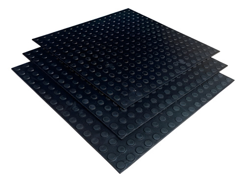 KIT 4 PEÇAS TAPETE PISO MOEDA 50X50 BORRACHA PVC PASTILHADO PRETO MOEDA/PASTILHADO