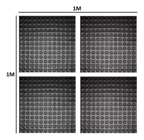 KIT 4 PEÇAS TAPETE PISO MOEDA 50X50 BORRACHA PVC PASTILHADO PRETO MOEDA/PASTILHADO