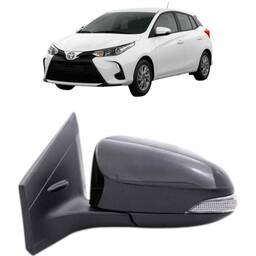Retrovisor Esquerdo Yaris 2019 a 2024 Prata C/ Pisca 7 Pinos