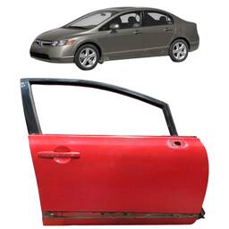 Porta Dianteira Dir. Civic 2007 a 2011 Vermelho C/ Detalhe