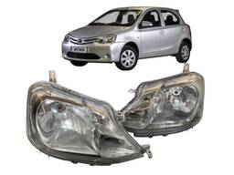 Par Farol Toyota 2013 a 2018 Etios Cromado Cinza Paralelo