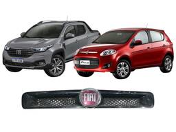 Grade Frontal Superior c/ Emblema Fiat Vermelho Palio Strada