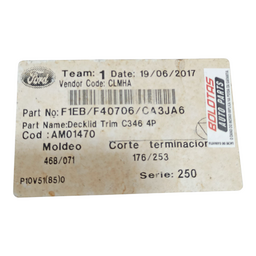 FORRAÇÃO TAMPA PORTA MALAS FOCUS SEDAN 2014-19 F1EB40706CA3J