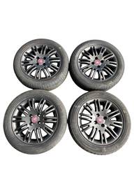 JOGO RODAS ARO 15 4 FUROS PNEUS GOODYEAR 195/55 ORIGINA FIAT