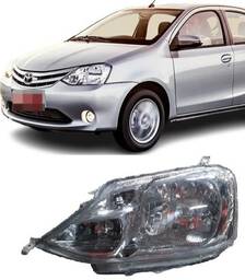 Farol CROMADO Etios 2013 a 2021 ESQUERDO CARCAÇA CINZA