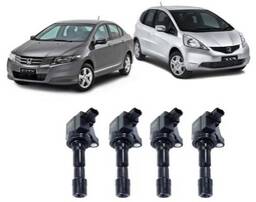 Jogo 4 Bobinas Ignicao Fit City 1.4 1.5 2009 2010 a 2014