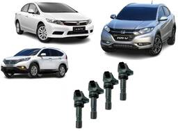 Jogo 4 Bobinas Ignicao Civic CRV HRV 1.8 2.0 2012 a 2021
