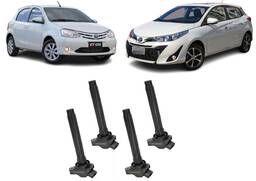 Jogo 4 Bobinas Ignicao Etios Yaris 1.3 1.5 2017 2018 a 2024