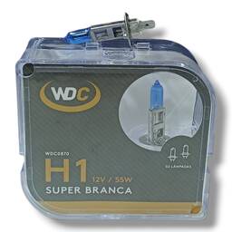 KIT 2 LÂMPADAS SUPER BRANCAS H1 12V 55W WDC0870