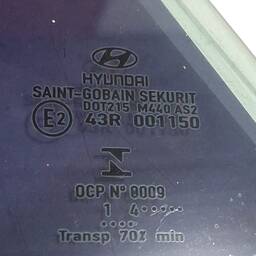 VIDRO PORTA TRASEIRA ESQUERDA (FIXO) HB20 SEDAN 2013 A 2019