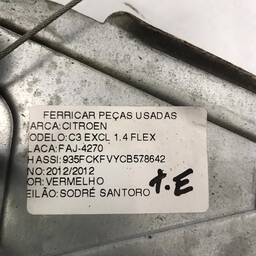MÁQUINA DE VIDRO PORTA TRASEIRA ESQUERDA C3 2003 A 2012