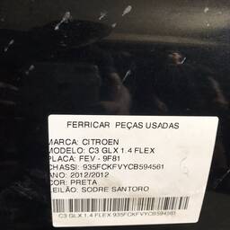 PORTA TRASEIRA ESQUERDA CITROEN C3 2003 2004 A 2012