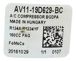 COMPRESSOR AR NEW FIESTA 11/ ECOSPORT 13/ A 2017 1.5 1.6 4CC