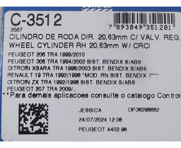 CILINDRO RODA DIREITA PEUGEOT CITROEN RENAULT