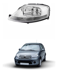 FAROL ESQUERDO CITROEN C3 2003 A 2012 CROMADO