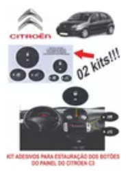 2 KITS ADESIVOS BOTÃO PAINEL C3 CITROEN (KIT RESTAURAÇÃO)