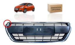 Grade Parachoque Dianteira C/friso Peugeot 208 2016 A 2019 Preto Cromado