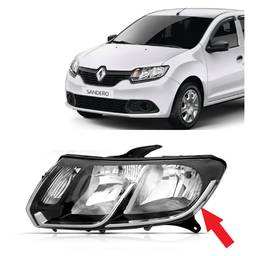 Farol Esquerdo Sandero 15/20 Logan 14/20 Friso Cromado