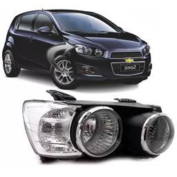 Farol Direito Sonic 2012 a 2014 Aro Cromado