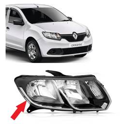 Farol Direito Sandero 15/20 Logan 2014 a 2020 Friso Cromado