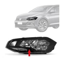 Farol Esquerdo Polo Virtus 2018/2022 Masc Negra Friso Preto